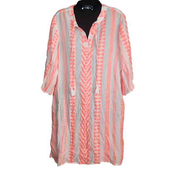 NWT | White Neon Swim Coverup Goa‎ Beachwear Kaftan Boho Tribal Pattern sz S - Picture 1 of 5